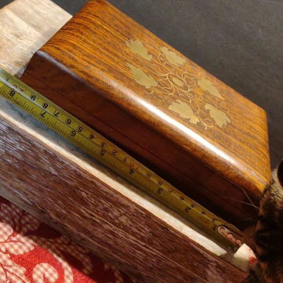 👍 Wood Box With Brass Inlays C3 - Picture 4 of 5